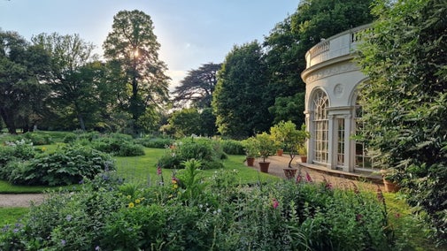 Garden at Osterley with Robert Adam-designed Garden House on RHS
